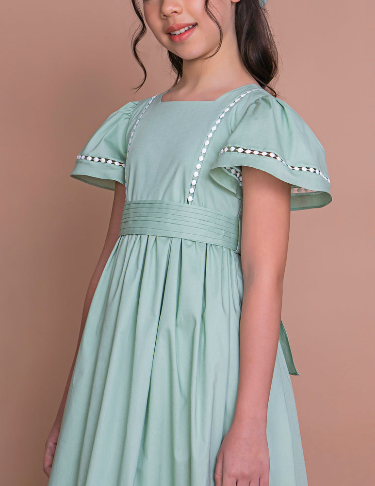 Vestido Infantil Poesia Longo Verde Celadon