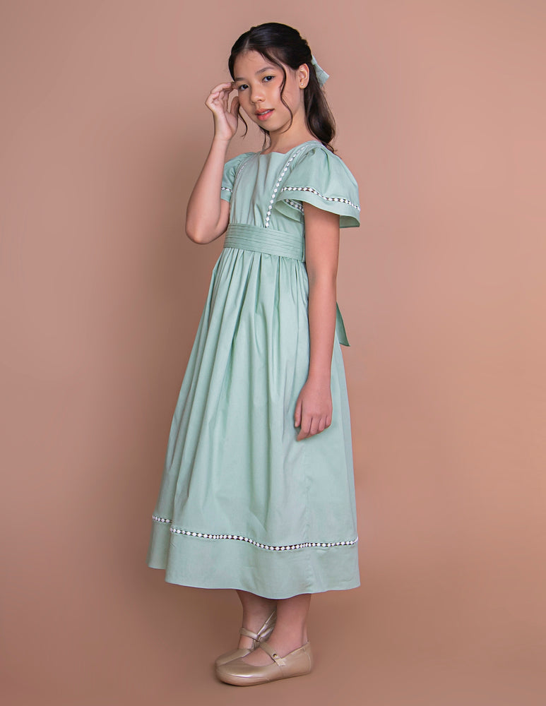 Vestido Infantil Poesia Longo Verde Celadon
