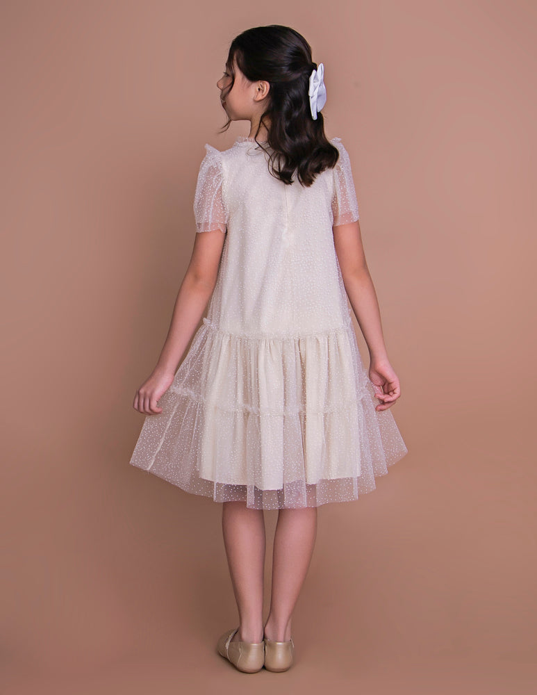 Vestido Infantil Paris Tule Bege