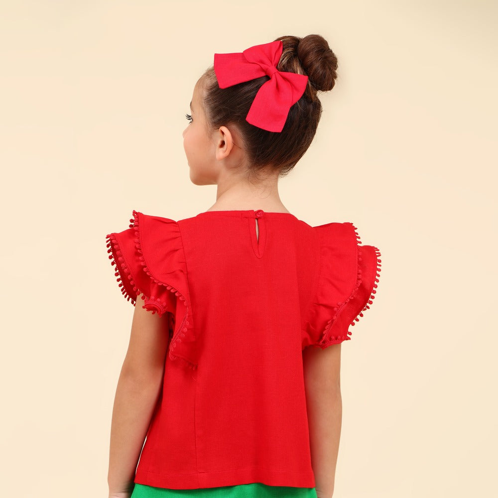 Blusa Bata Infantil Viscolinho Vermelho