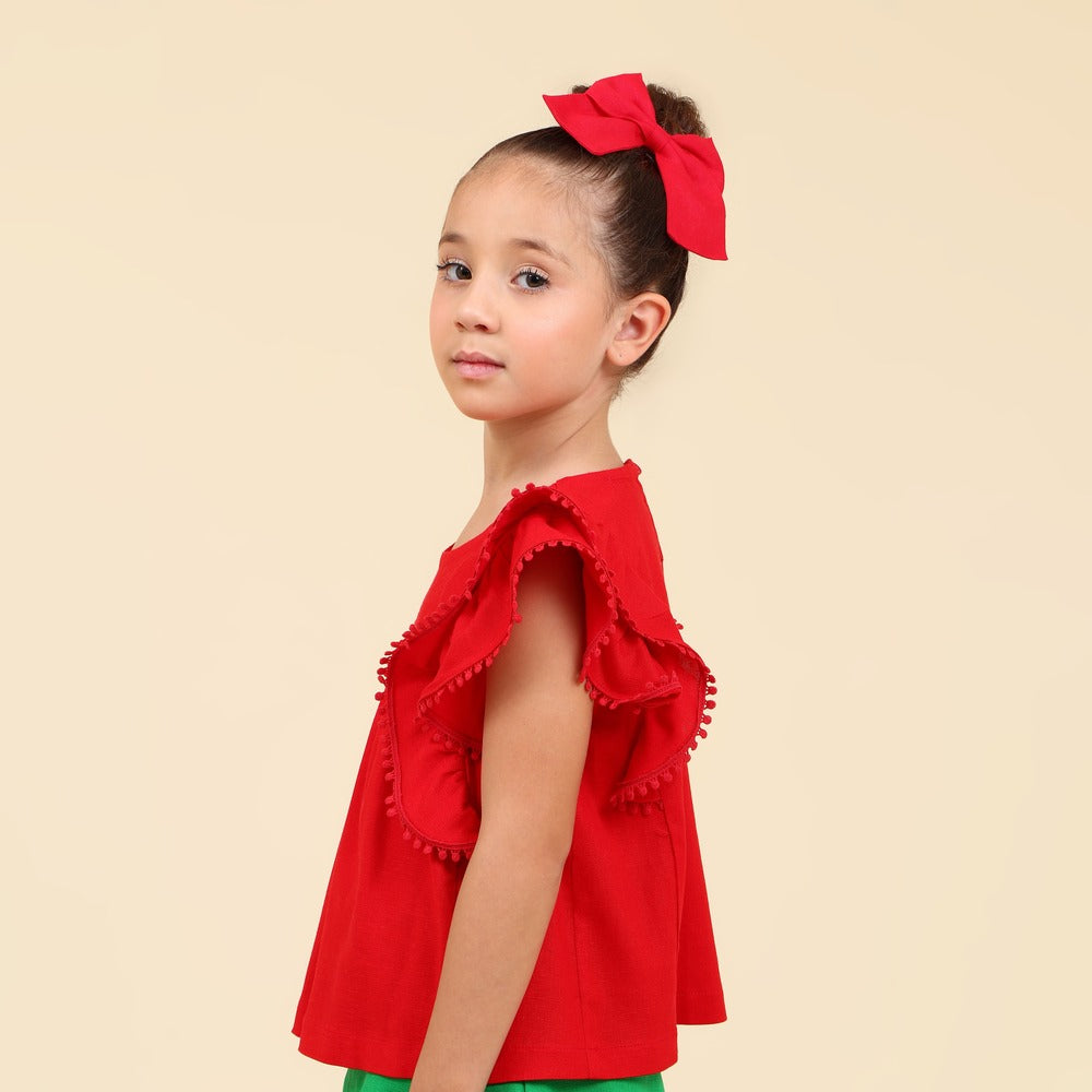 Blusa Bata Infantil Viscolinho Vermelho