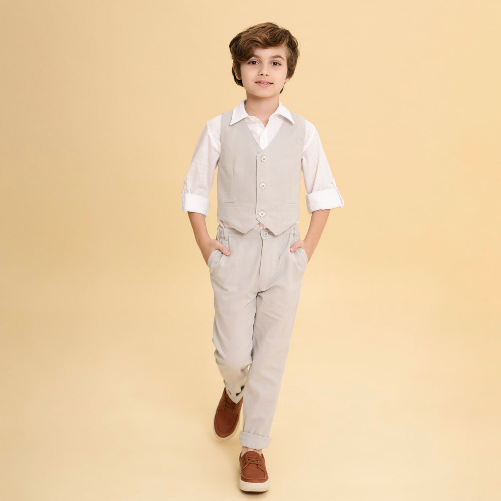 Calça Infantil de Linho Cinza