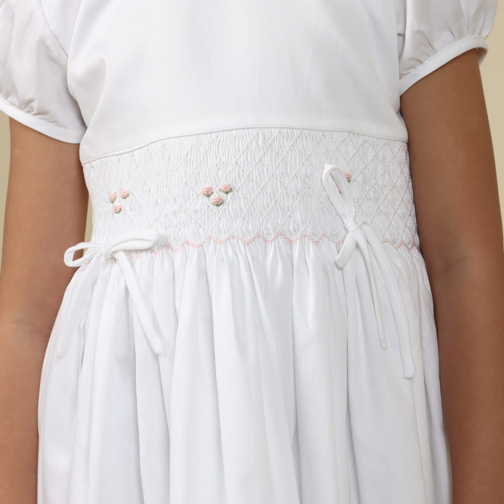 Vestido Bordado Infantil Anne Branco Acetinado