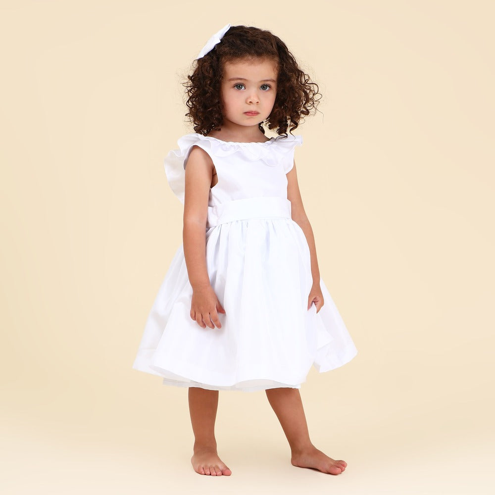 Vestido Festa Bebê Babado Branco