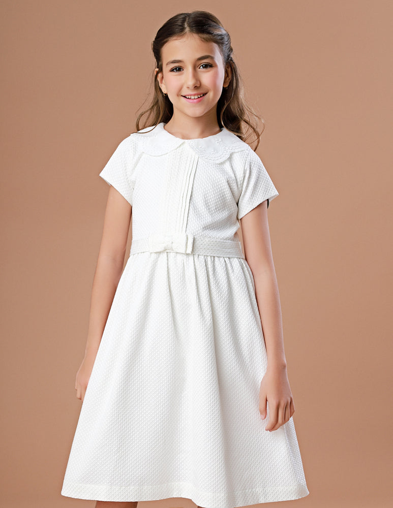 Vestido Infantil Juliette Jacquard Off White