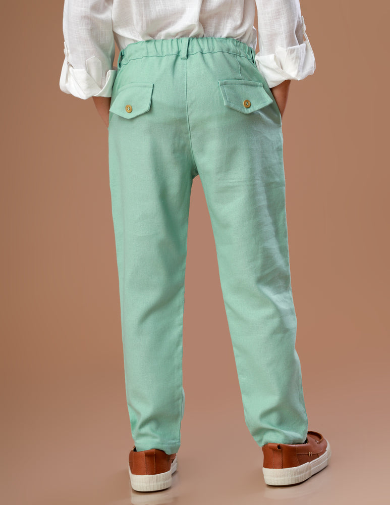 Calça Infantil de Linho Verde Celadon