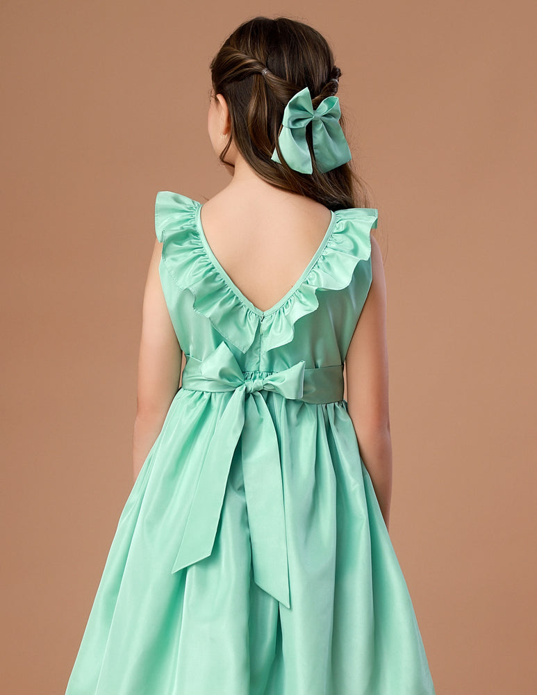 Vestido Festa Infantil Babado Verde Celadon