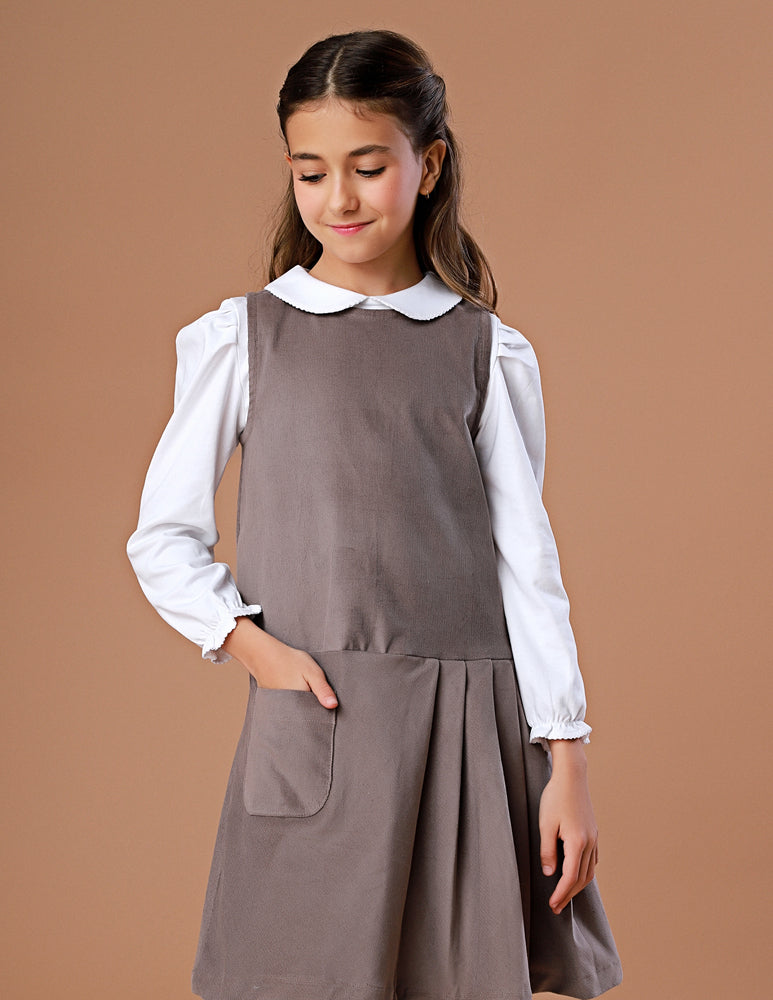 Vestido Infantil Veneza Veludo Cinza