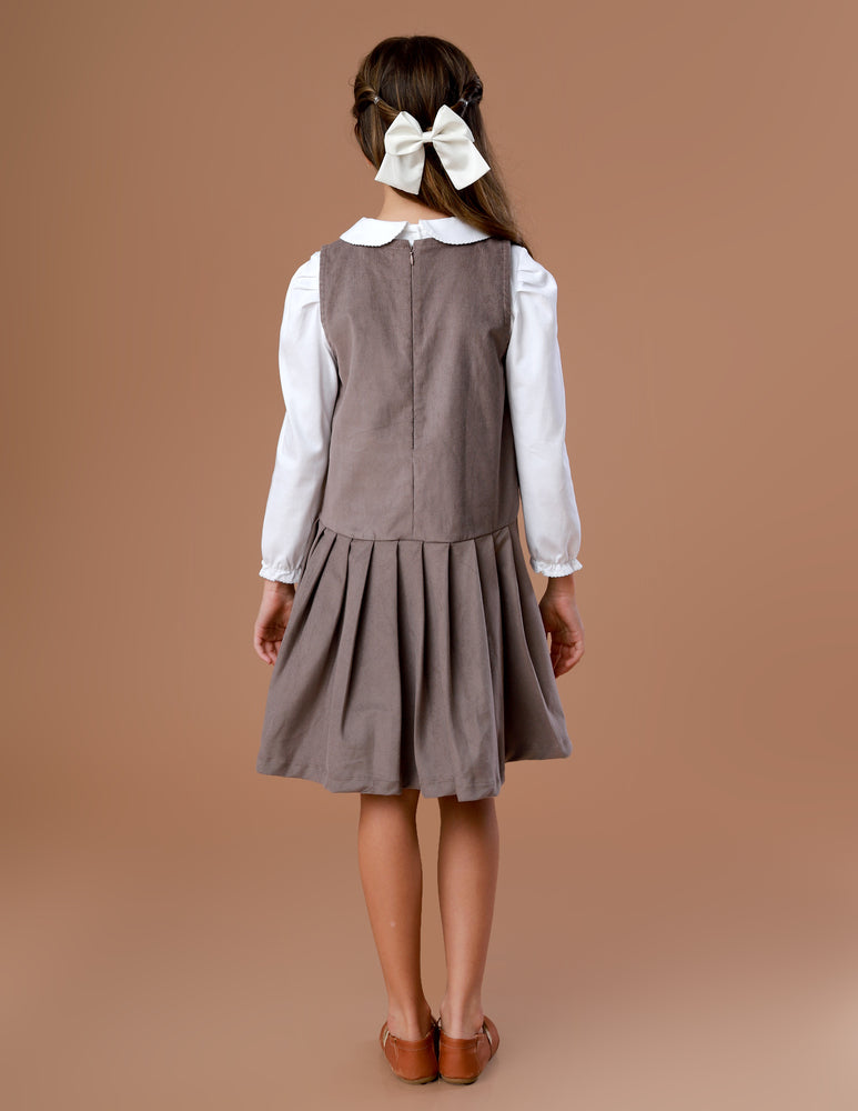 Vestido Infantil Veneza Veludo Cinza