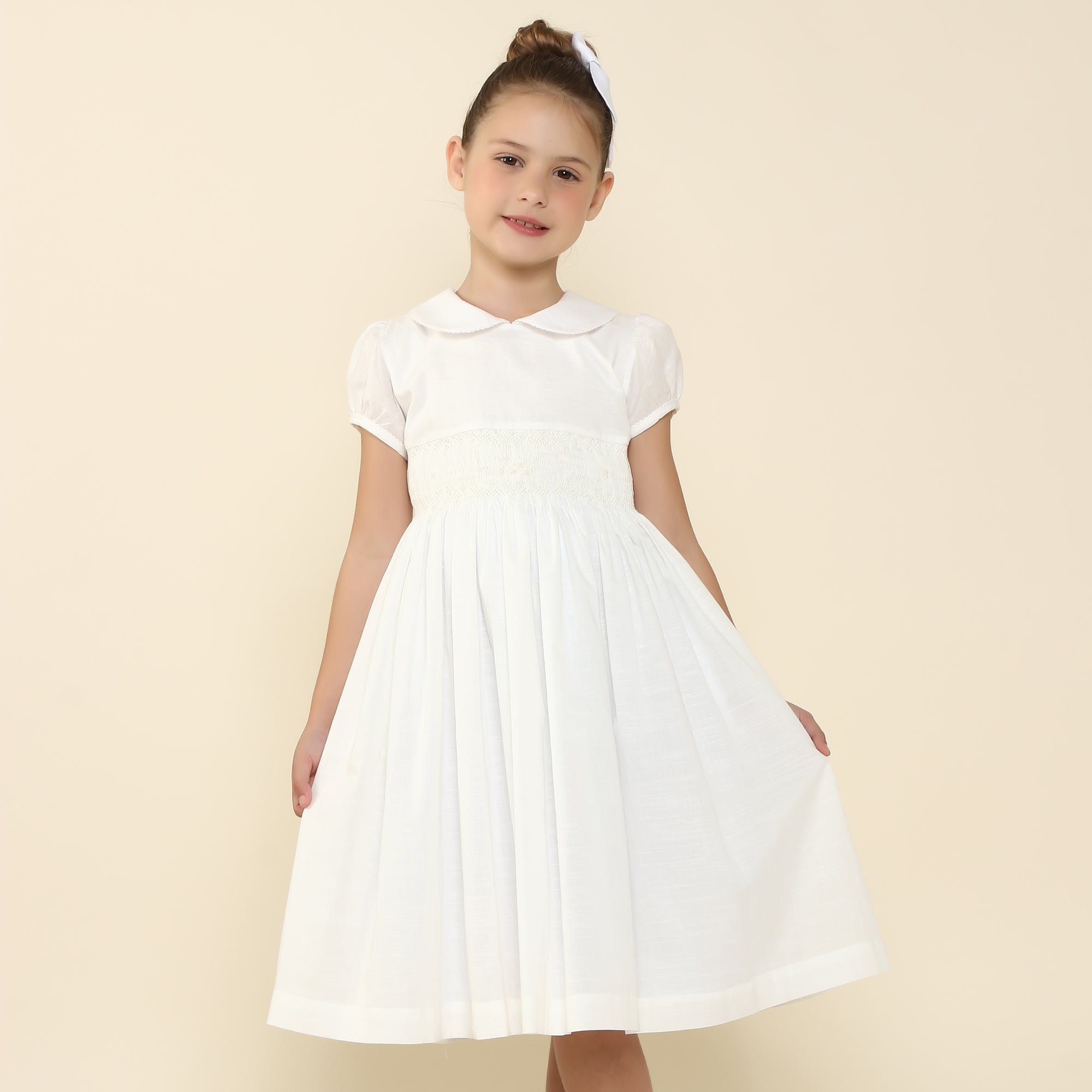 Vestido Bordado Infantil Hortênsia Off White