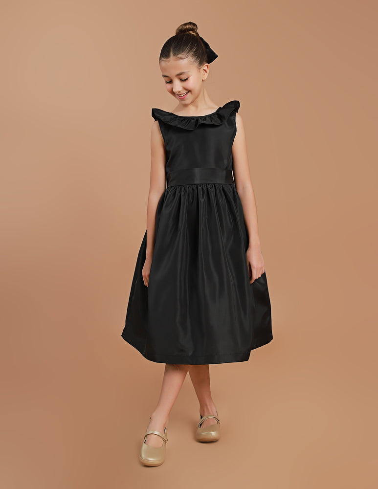 Vestido Festa Infantil Babado Preto