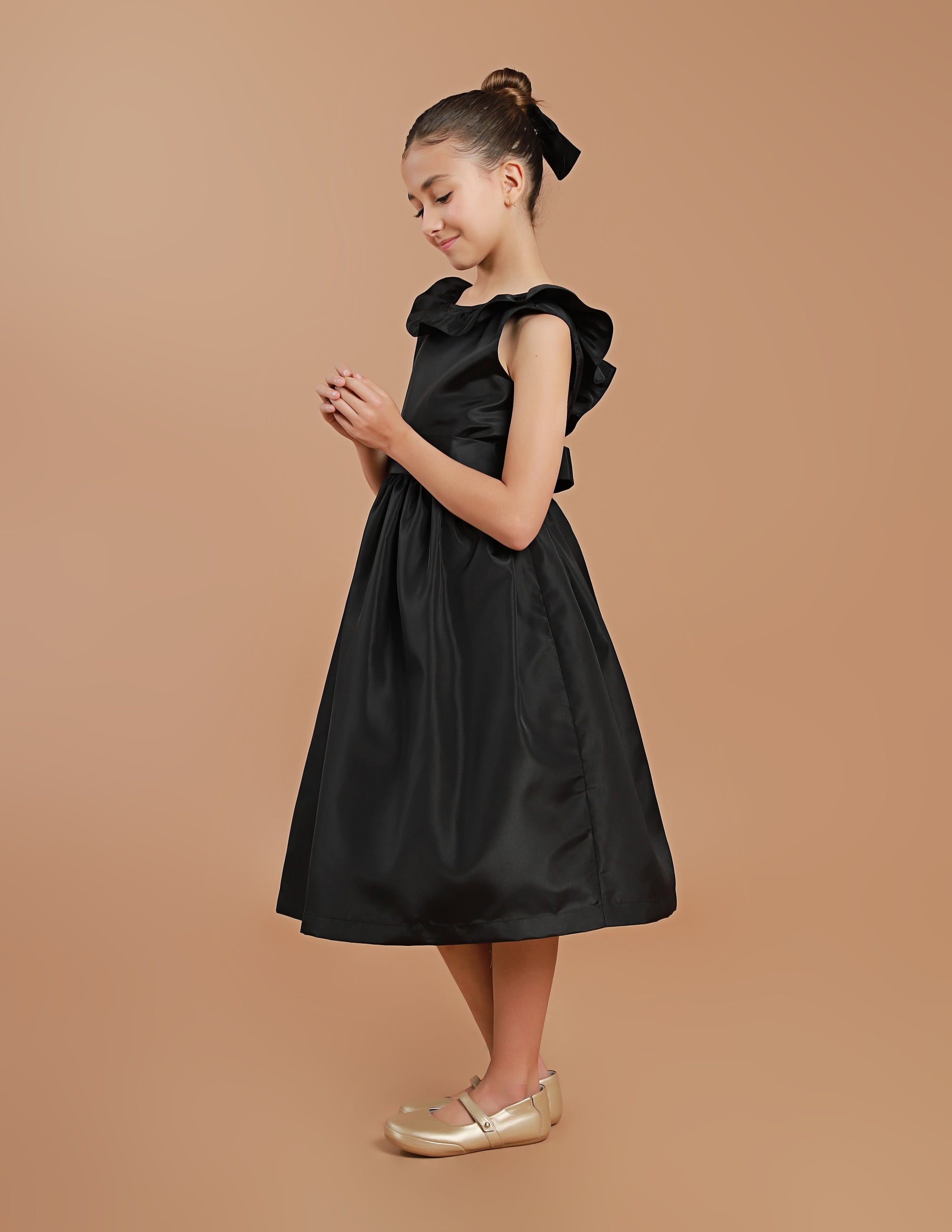 Vestido Festa Infantil Babado Preto