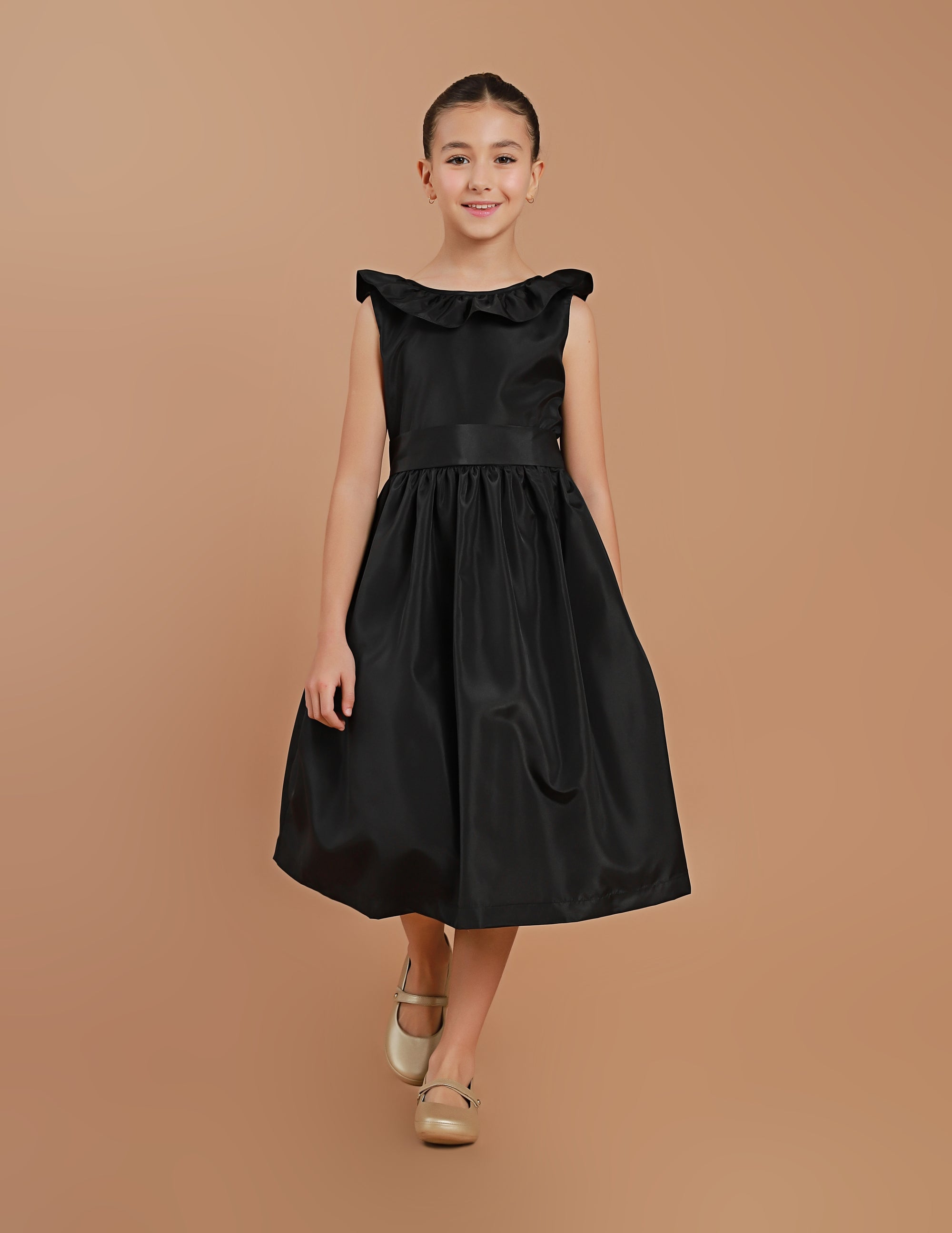 Vestido Festa Infantil Babado Preto