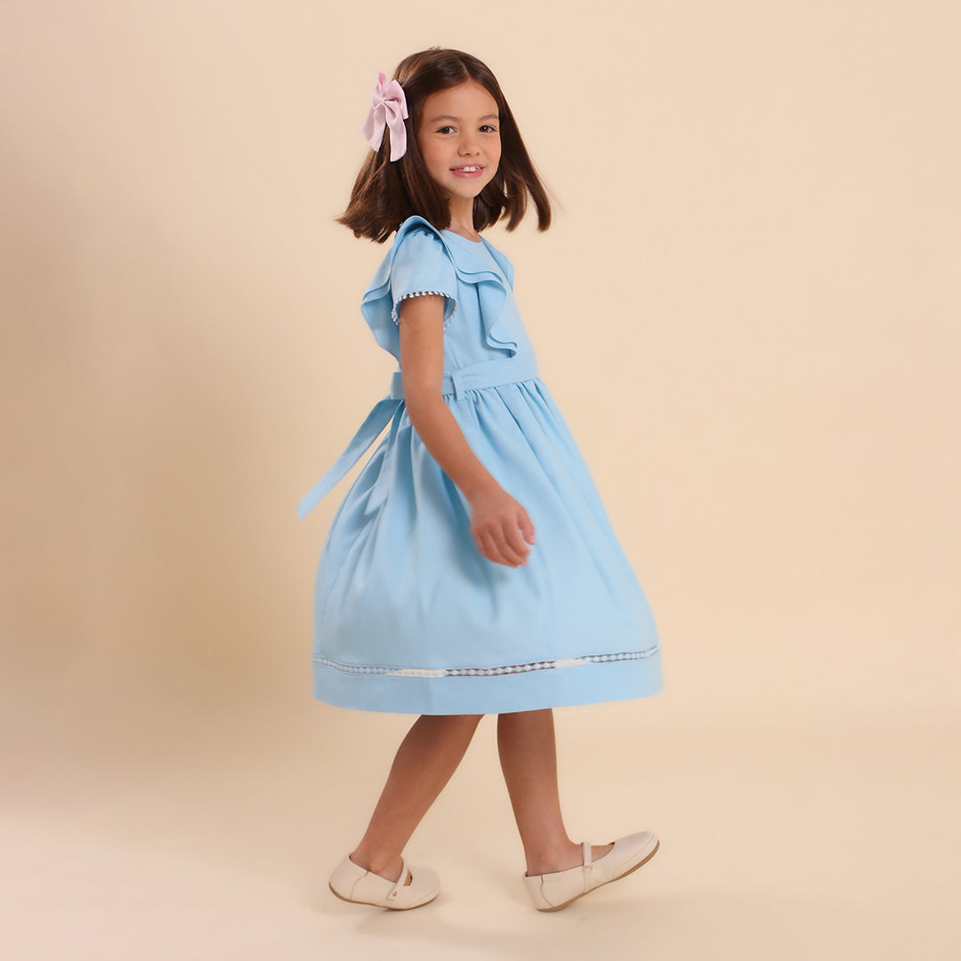 Vestido Infantil Louise Viscolinho Azul