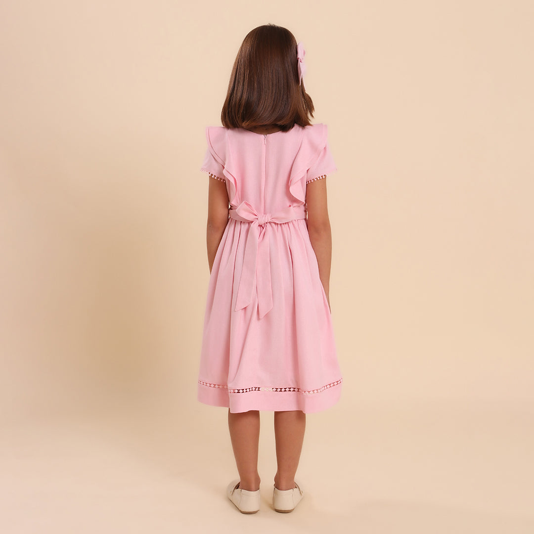 Vestido Infantil Louise Viscolinho Rosa