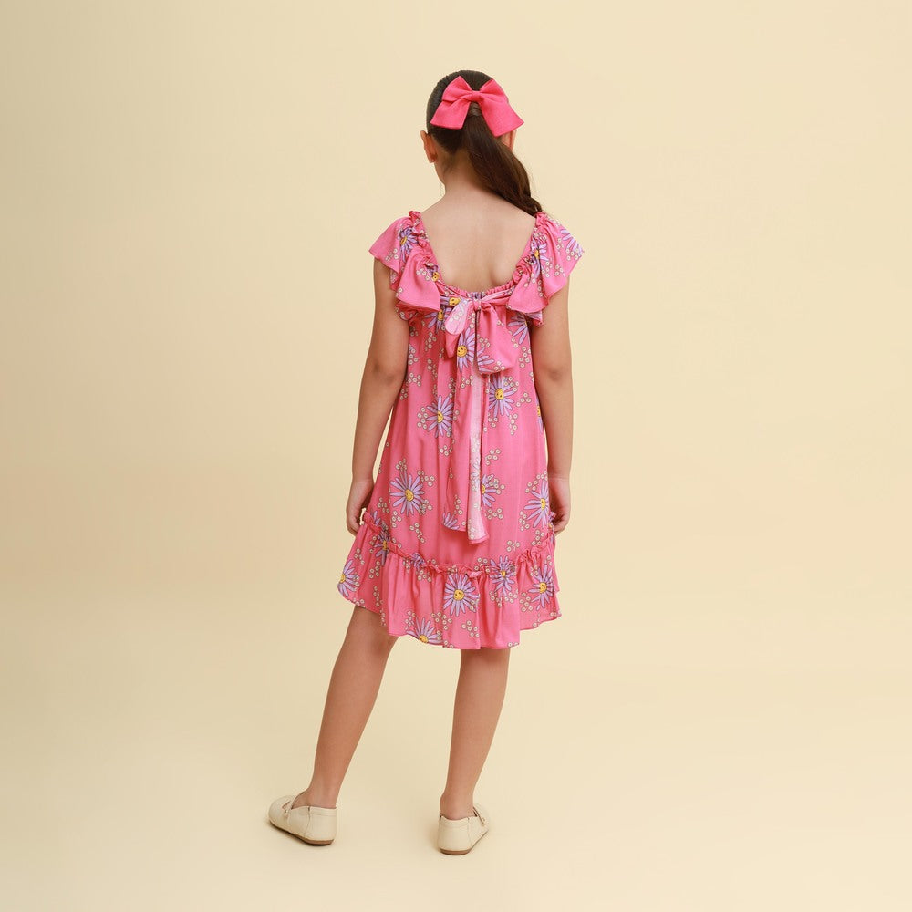 Vestido Infantil Bolonha Flores Rosa