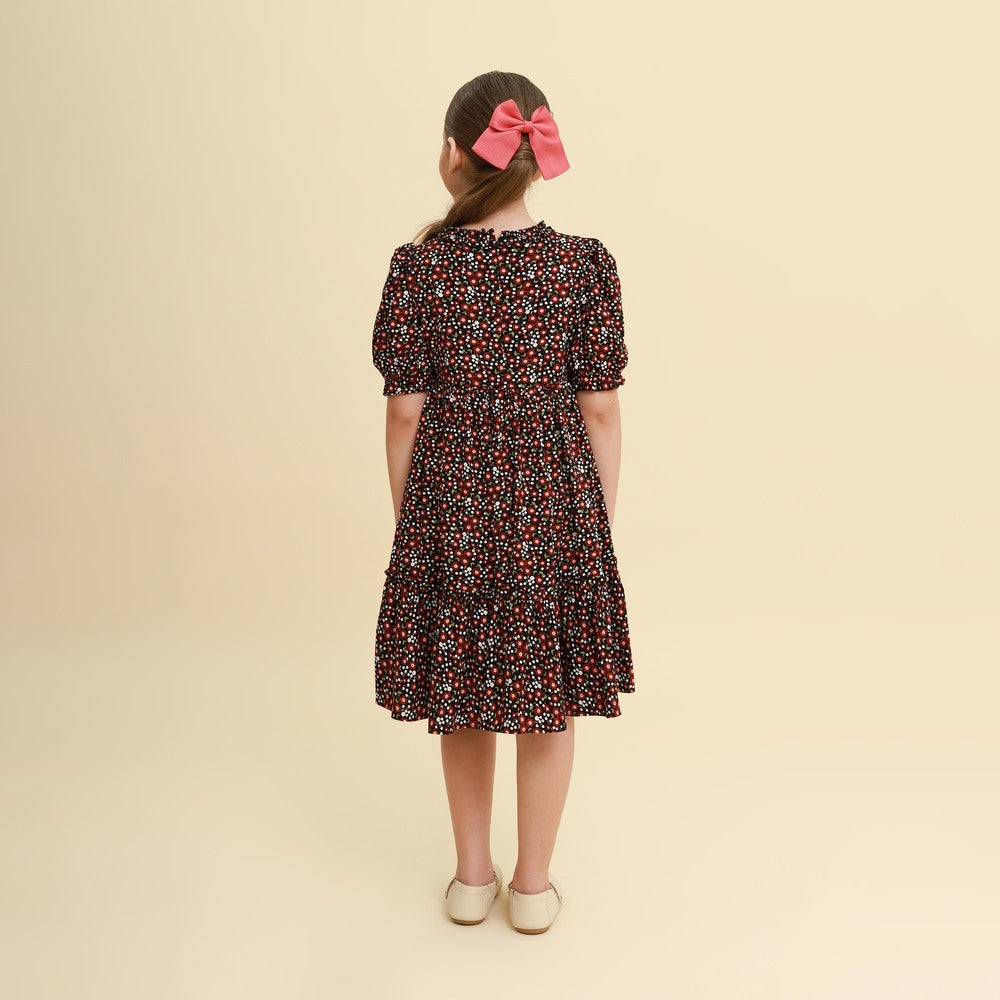 Vestido Infantil Lírio Florzinha Preto