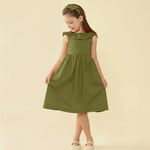 Vestido Infantil Babado Verde Oliva Natal
