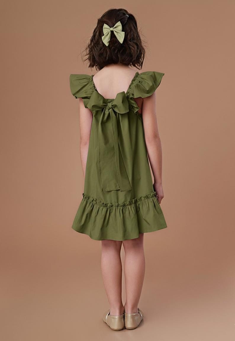 Vestido Infantil Bolonha Verde Oliva