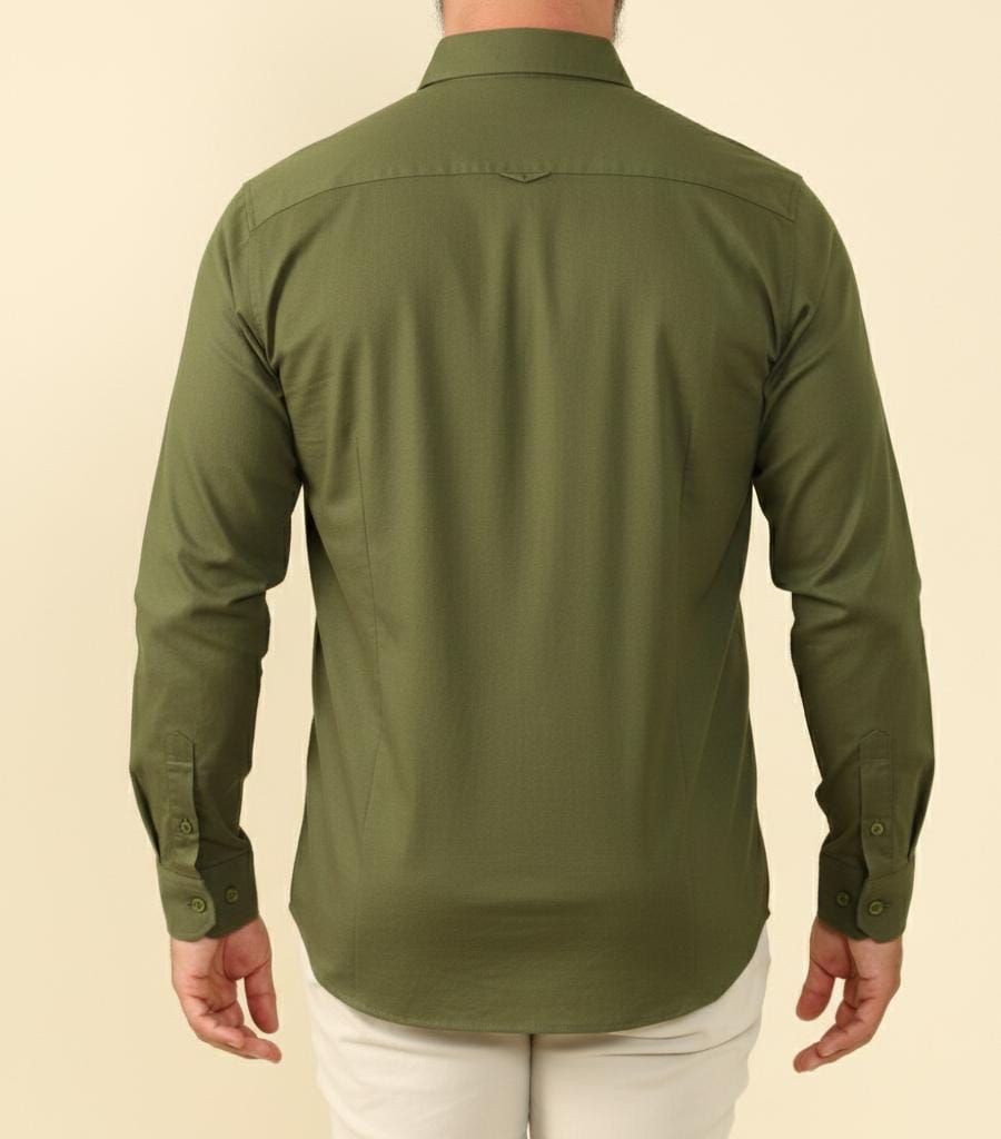 Camisa Pai Manga Longa Verde Oliva Natal