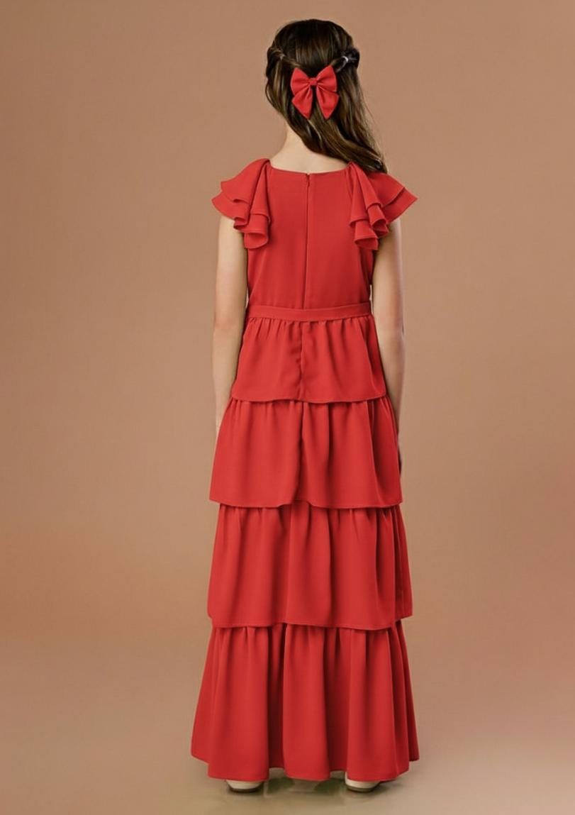 Vestido Infantil Kaya Longo Vermelho