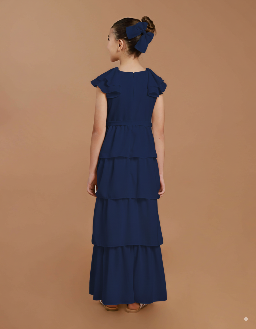 Vestido Infantil Kaya Longo Azul Marinho