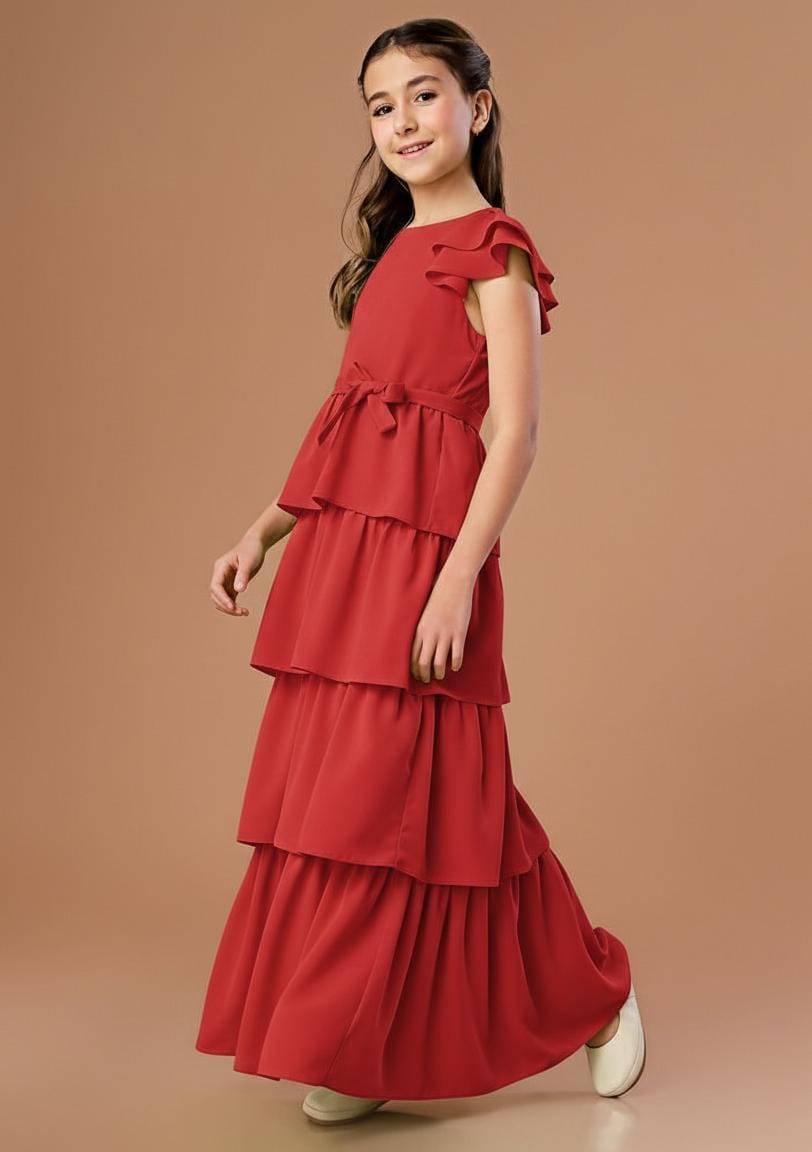 Vestido Infantil Kaya Longo Vermelho