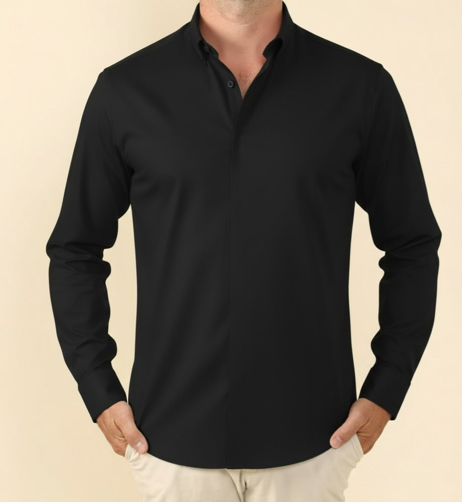 Camisa Pai Manga Longa Preta