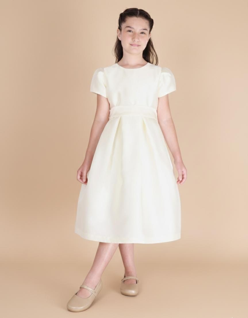 Vestido Festa Infantil Sonho Zibeline Amarelo Manteiga