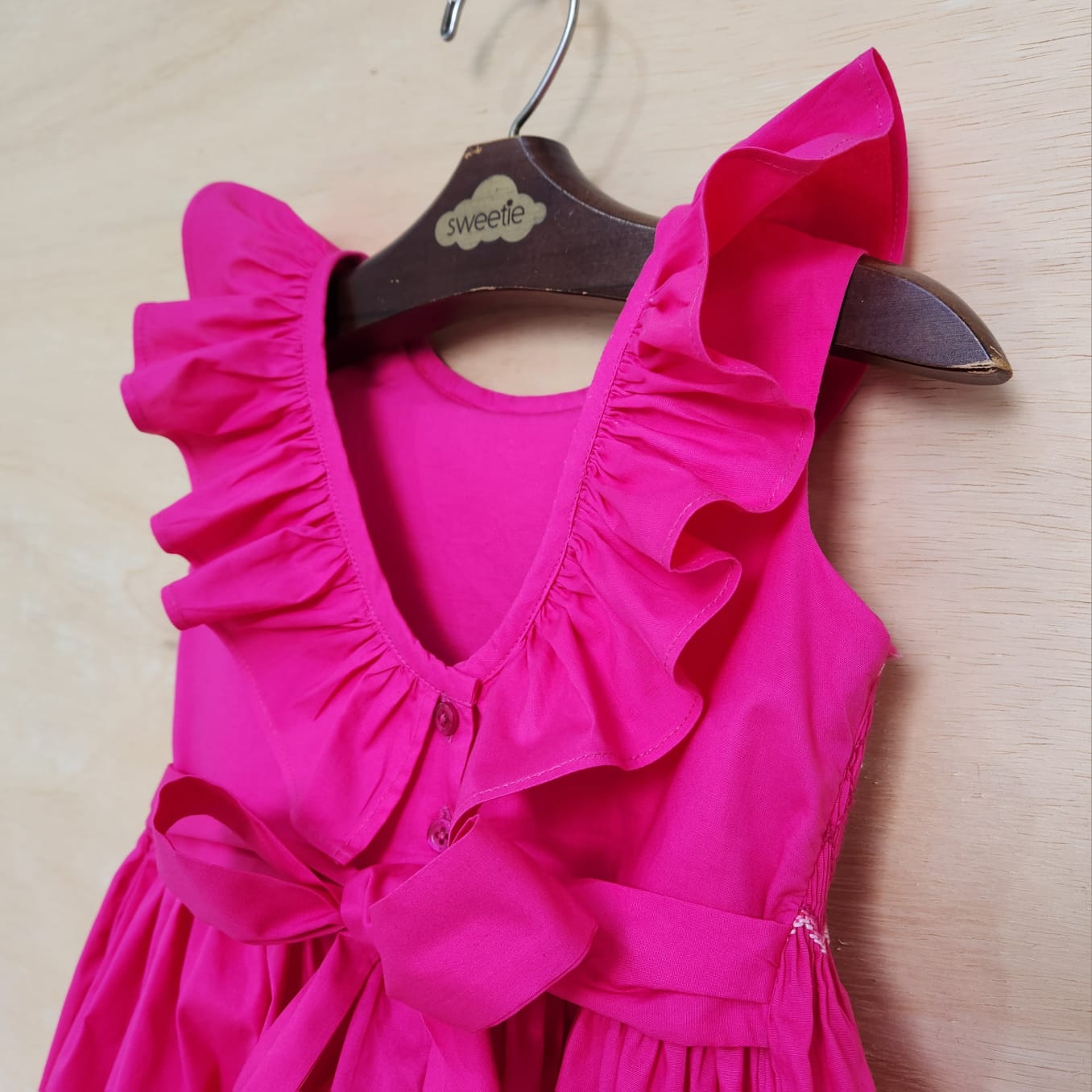 Vestido Bebê Bordado Babado Pink