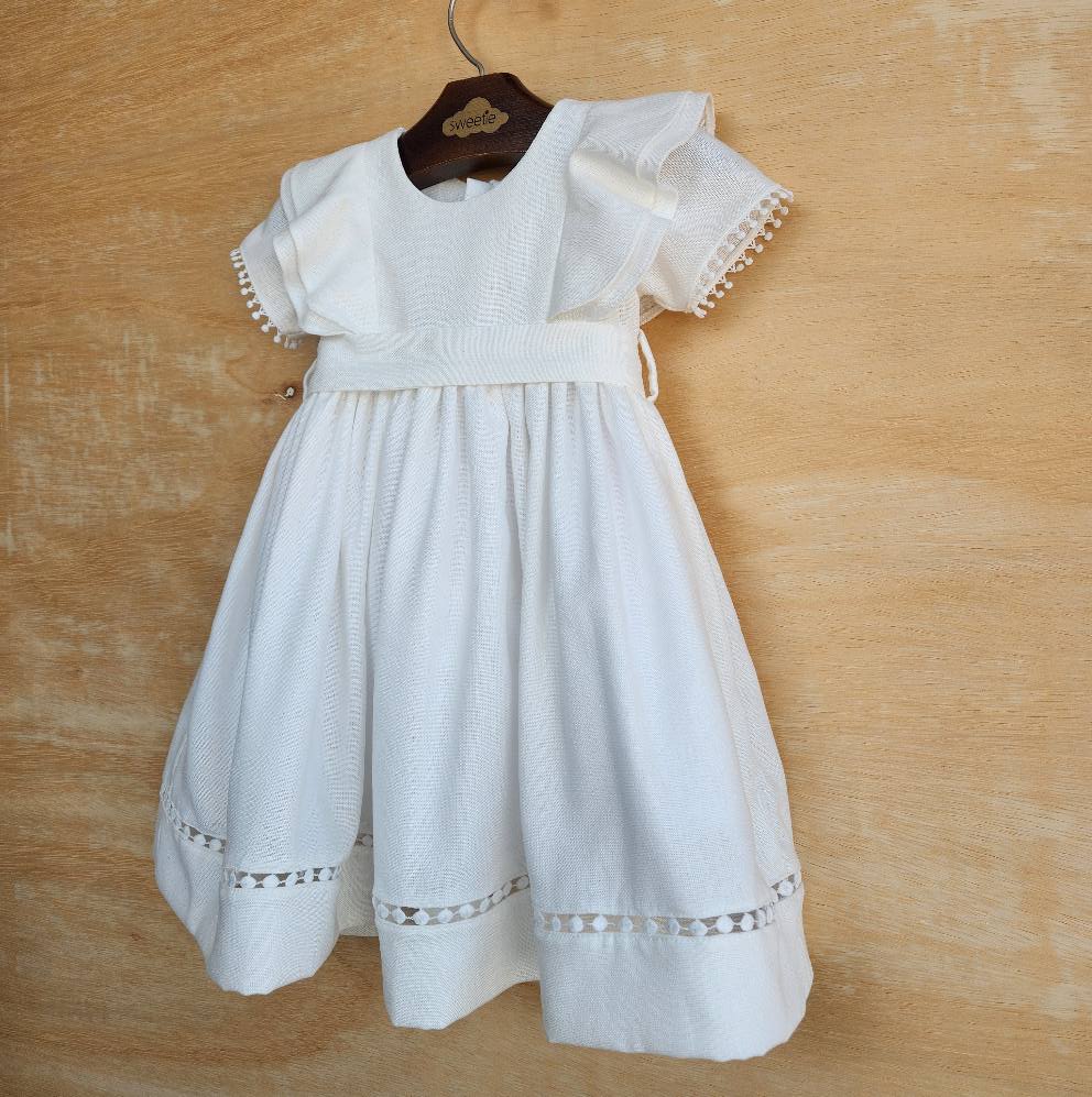 Vestido Bebê Louise Viscolinho Off White