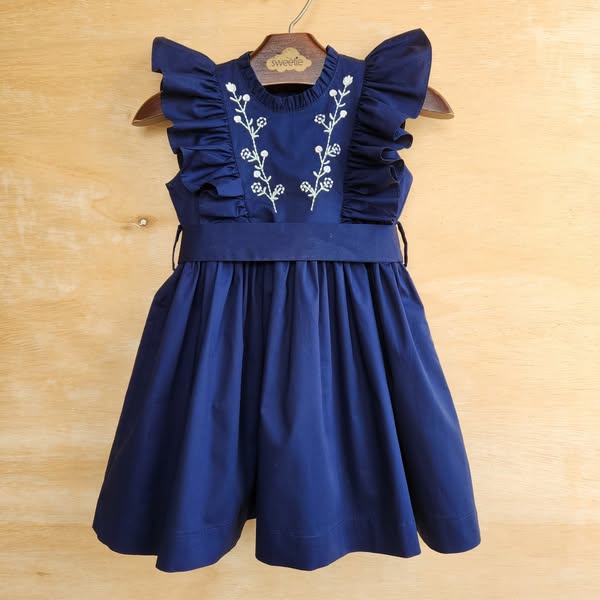 Vestido Bebê Aimée Azul Marinho