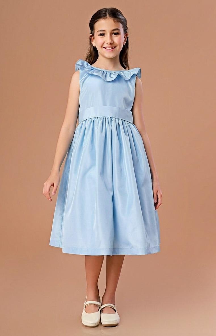Vestido Festa Infantil Babado Azul