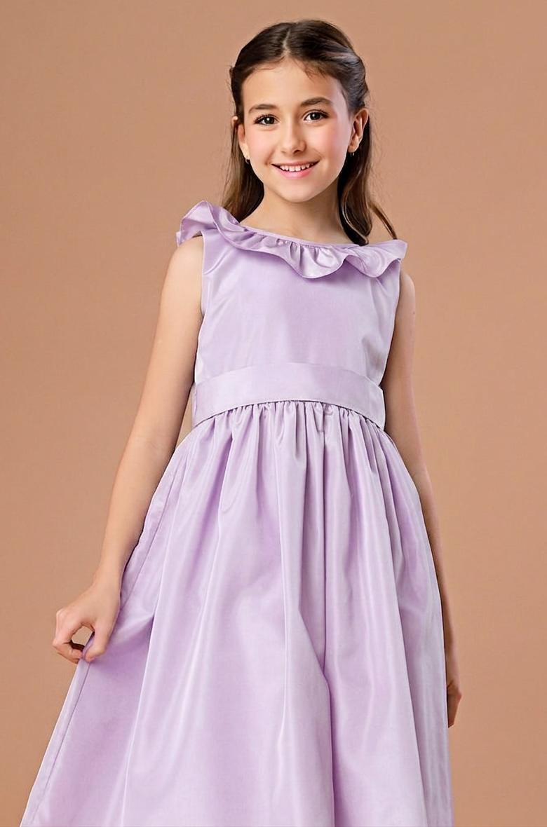 Vestido Festa Infantil Babado Lilás