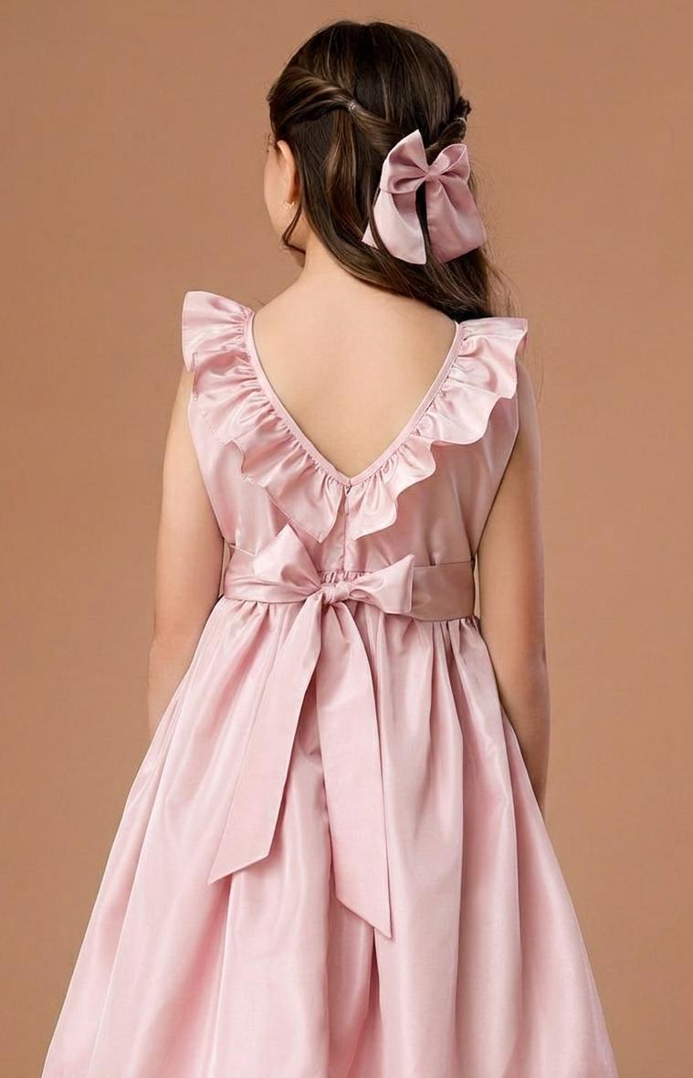 Vestido Festa Infantil Babado Rosa