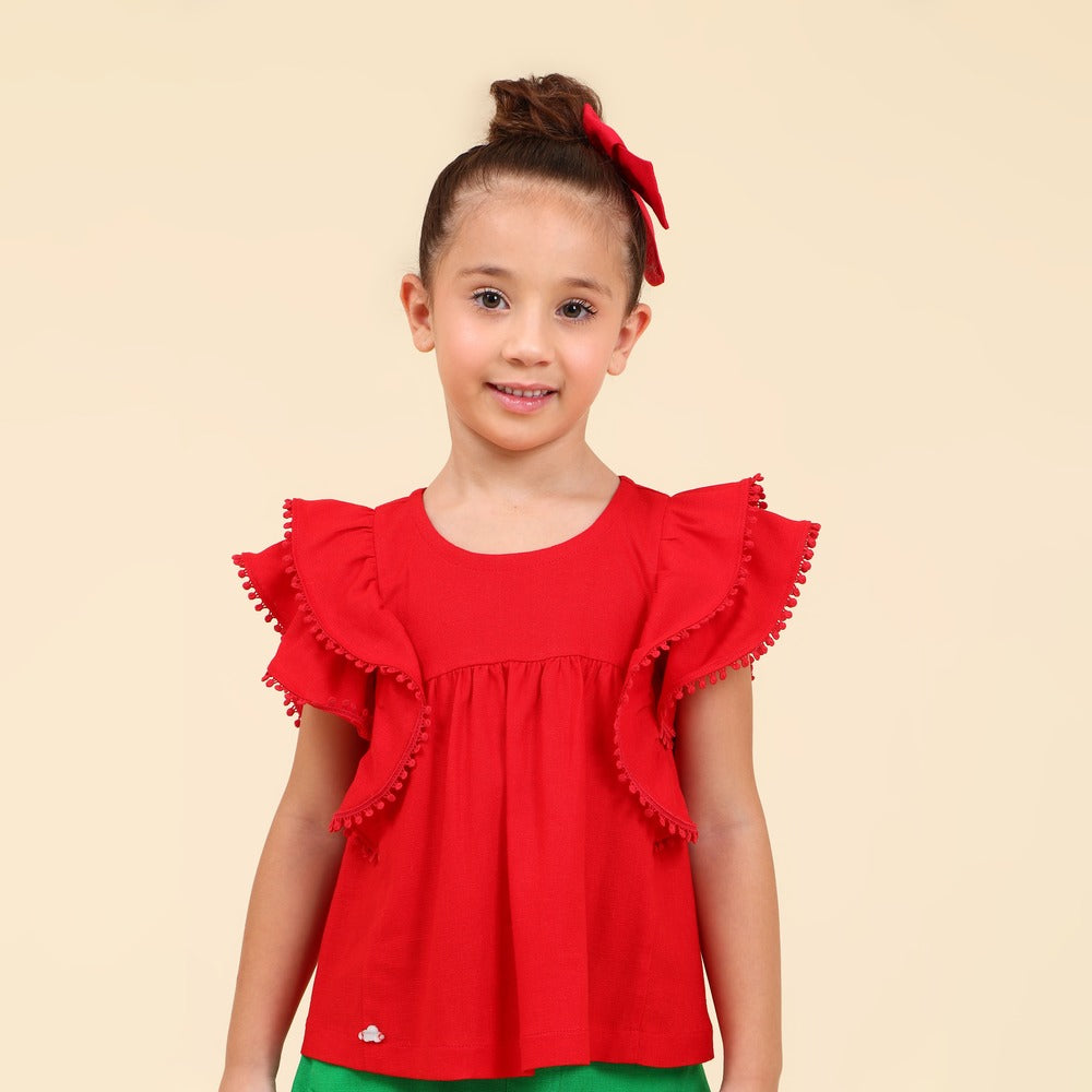 Blusa Bata Infantil Viscolinho Vermelho