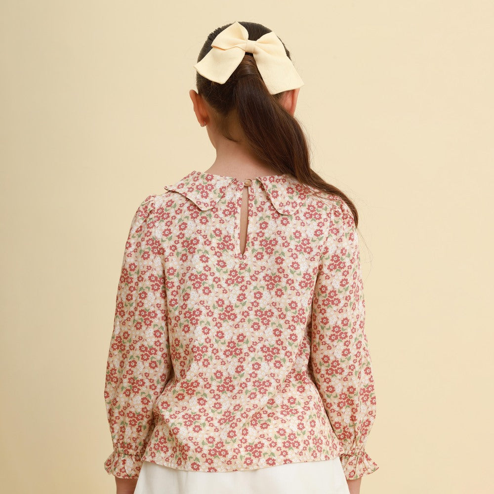 Blusa Fiorella Florzinha Bege