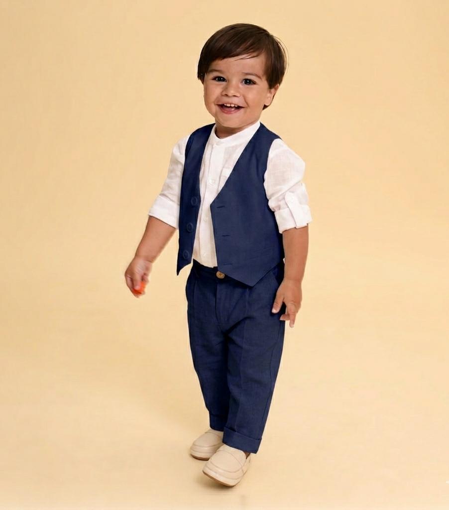Conjunto Bebê Pajem 3 Peças Azul Marinho