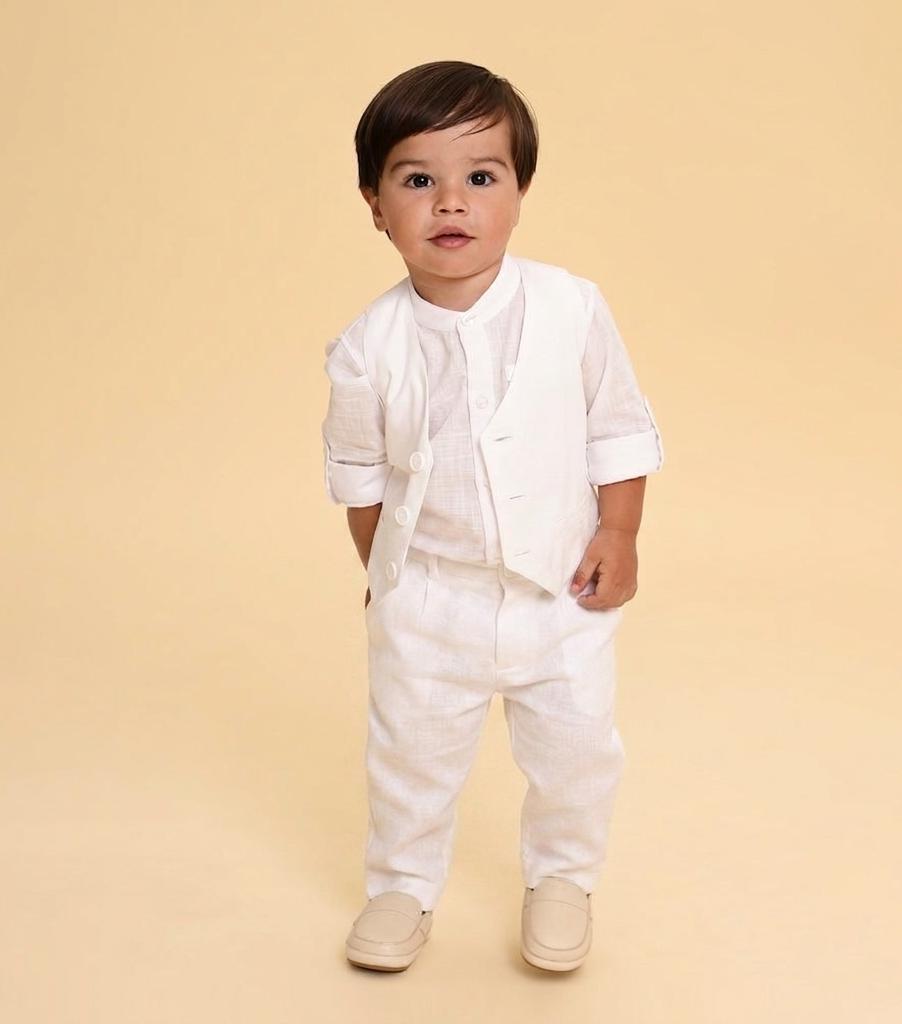 Conjunto Bebê Pajem 3 Peças Off White
