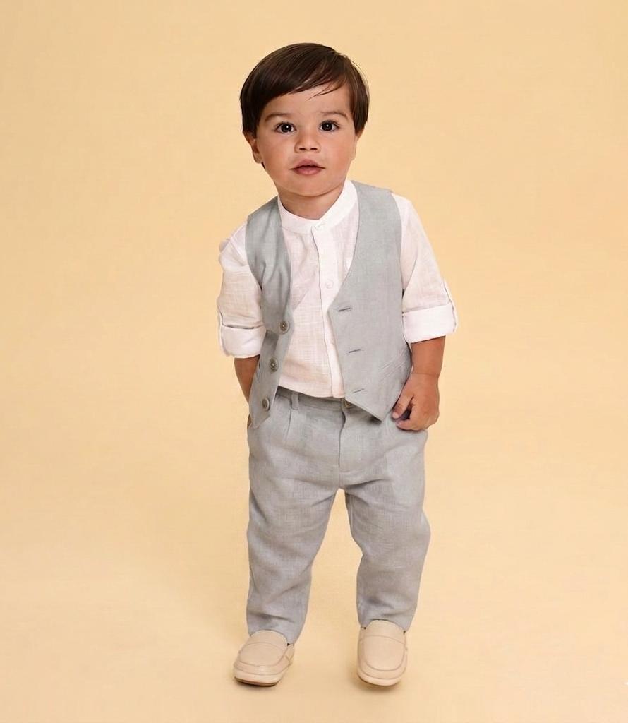 Conjunto Bebê Pajem 3 Peças Cinza