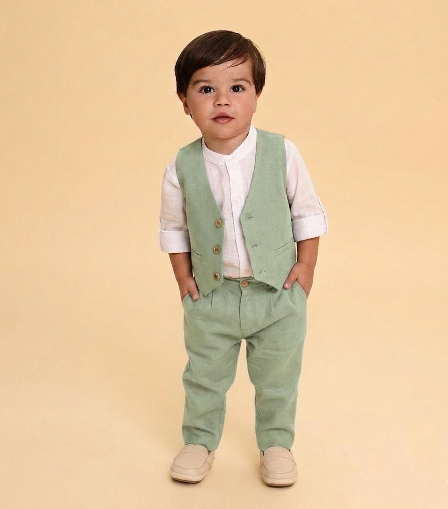 Conjunto Bebê Pajem 3 Peças Verde Celadon
