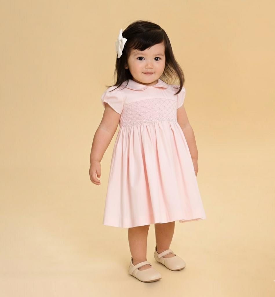 Vestido Bordado Bebê Clara Rosa