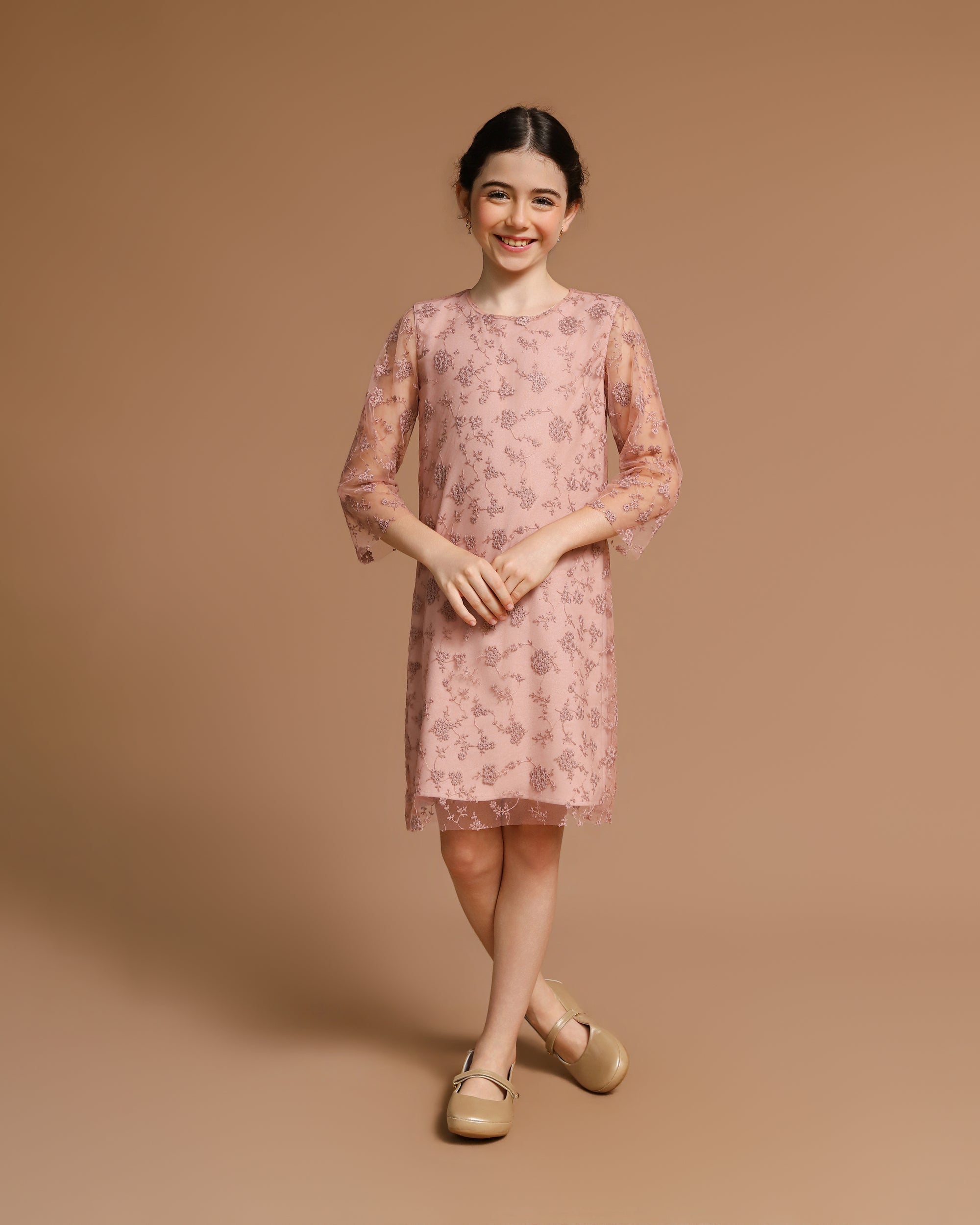 Vestido Infantil Êmilie Crepe Rosé