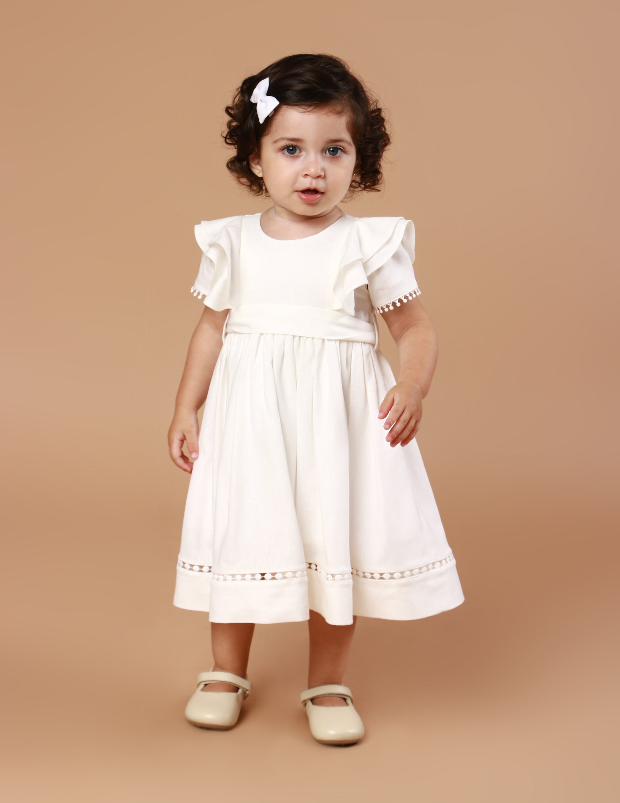 Vestido Bebê Louise Viscolinho Off White