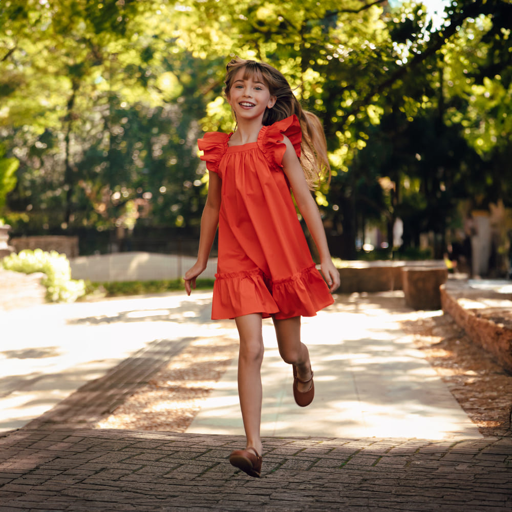 Vestido Infantil Bolonha Laranja