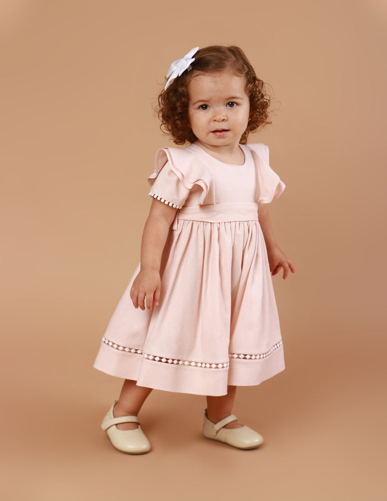 Vestido Bebê Louise Viscolinho Pêssego