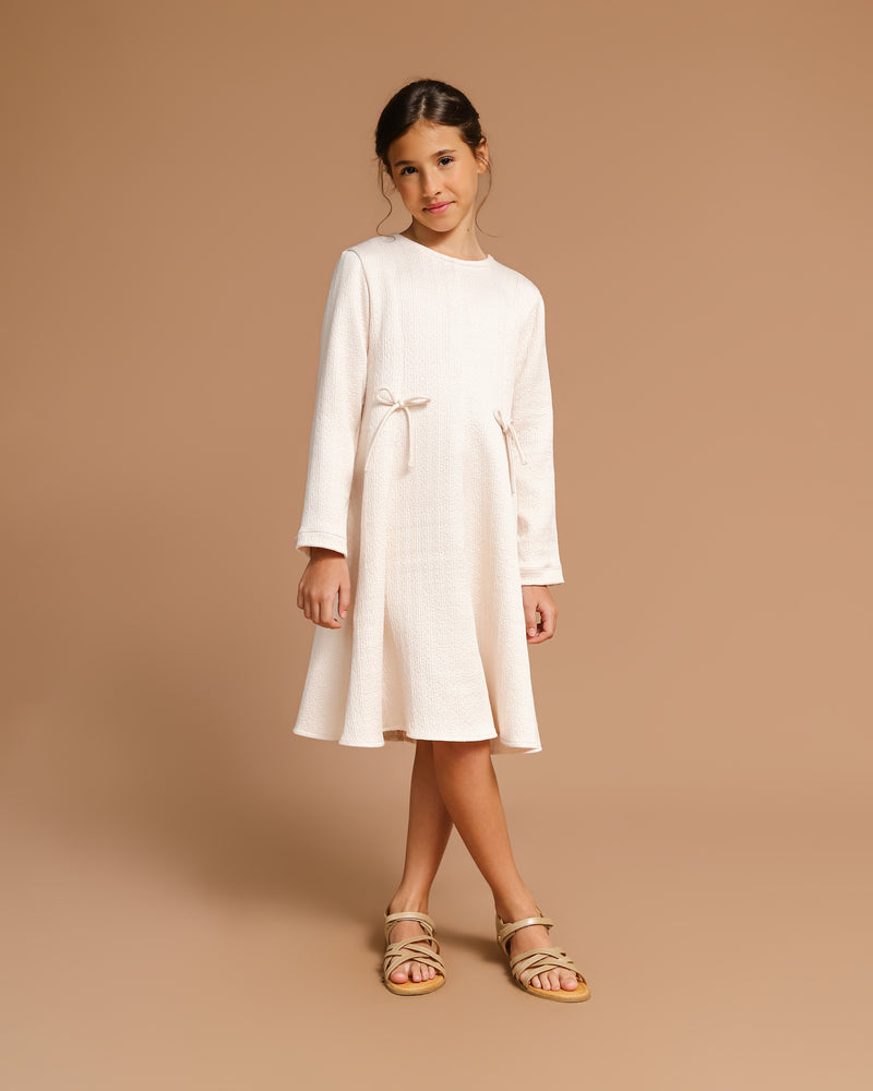 Vestido Infantil Vírginia Jacquard Off White