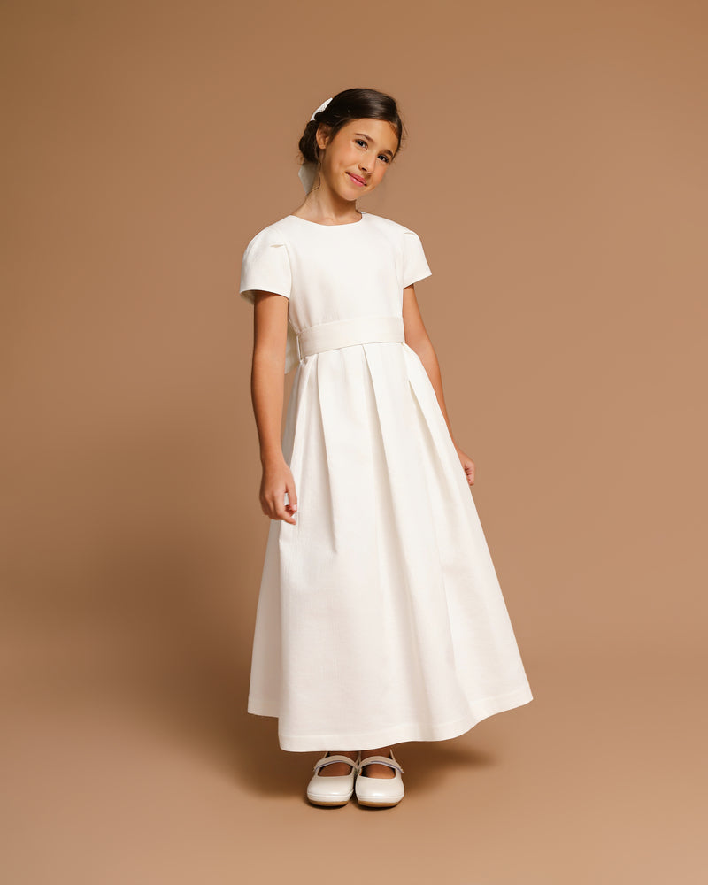 Vestido Infantil Prega Sonho Longo Off White