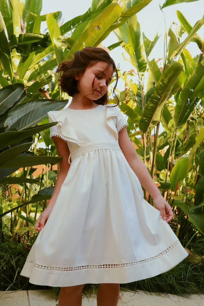Vestido Infantil Louise Viscolinho Off White