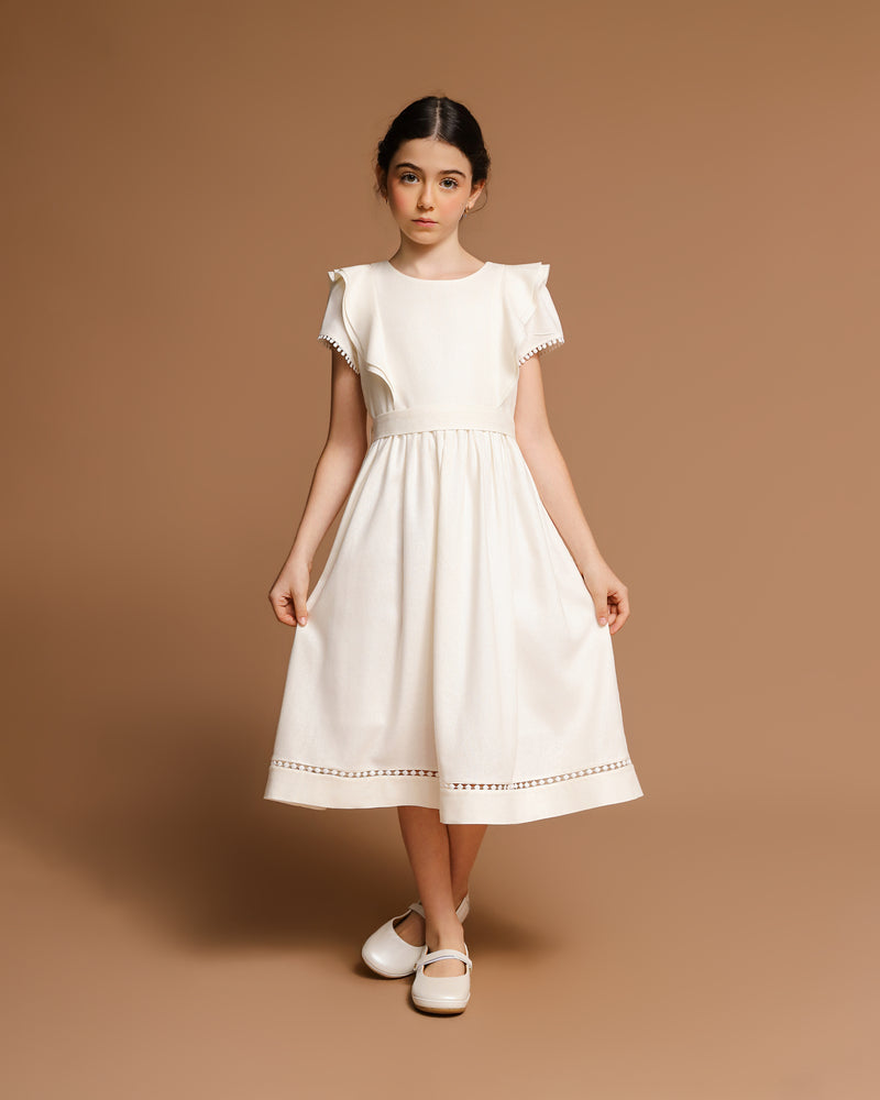 Vestido Infantil Louise Viscolinho Off White